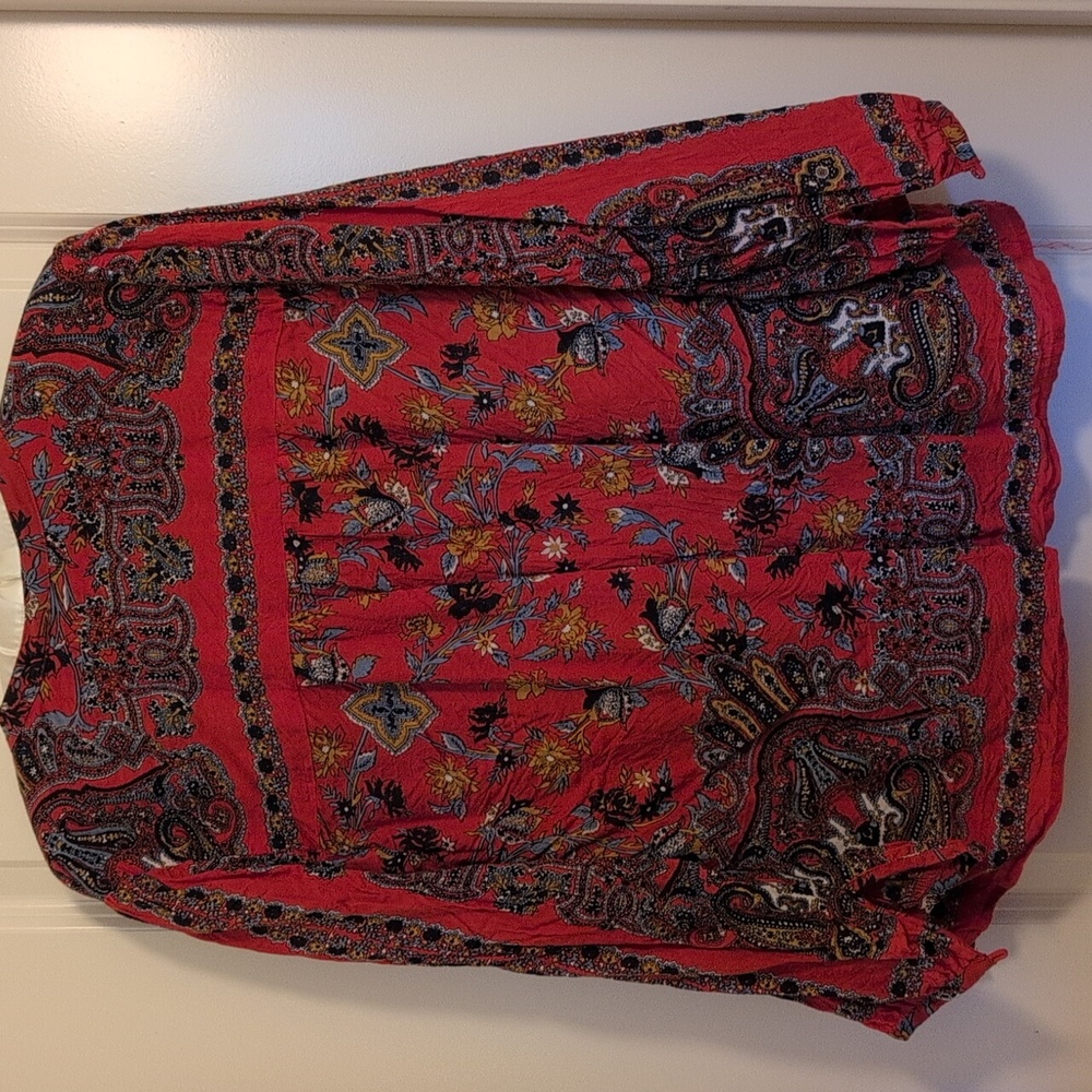Lucky Brand Paisley Split Neck Blouse, 100% Modal - Picture 7 of 11